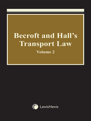cover image of Becroft and Hall's Transport Law